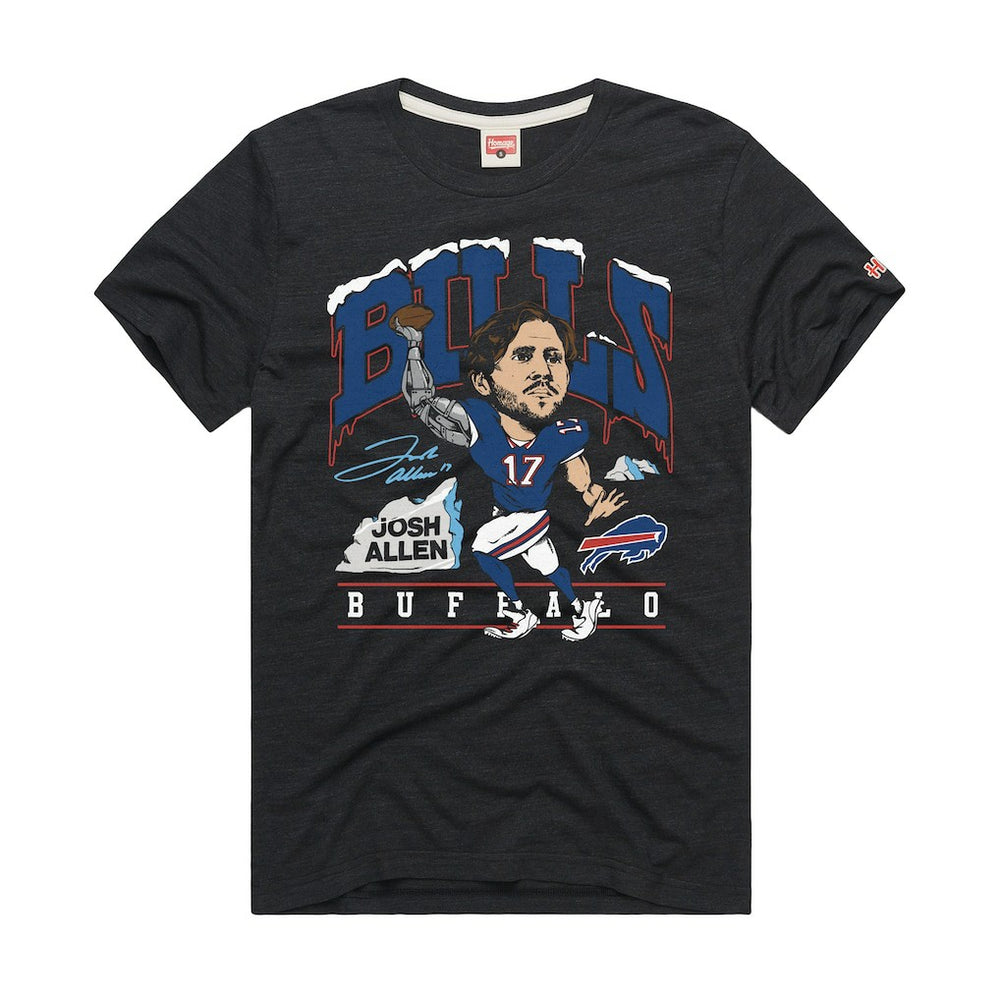 Josh Allen Buffalo Bills Homage Unisex Caricature Player Graphic Tri-Blend T-Shirt Charcoal