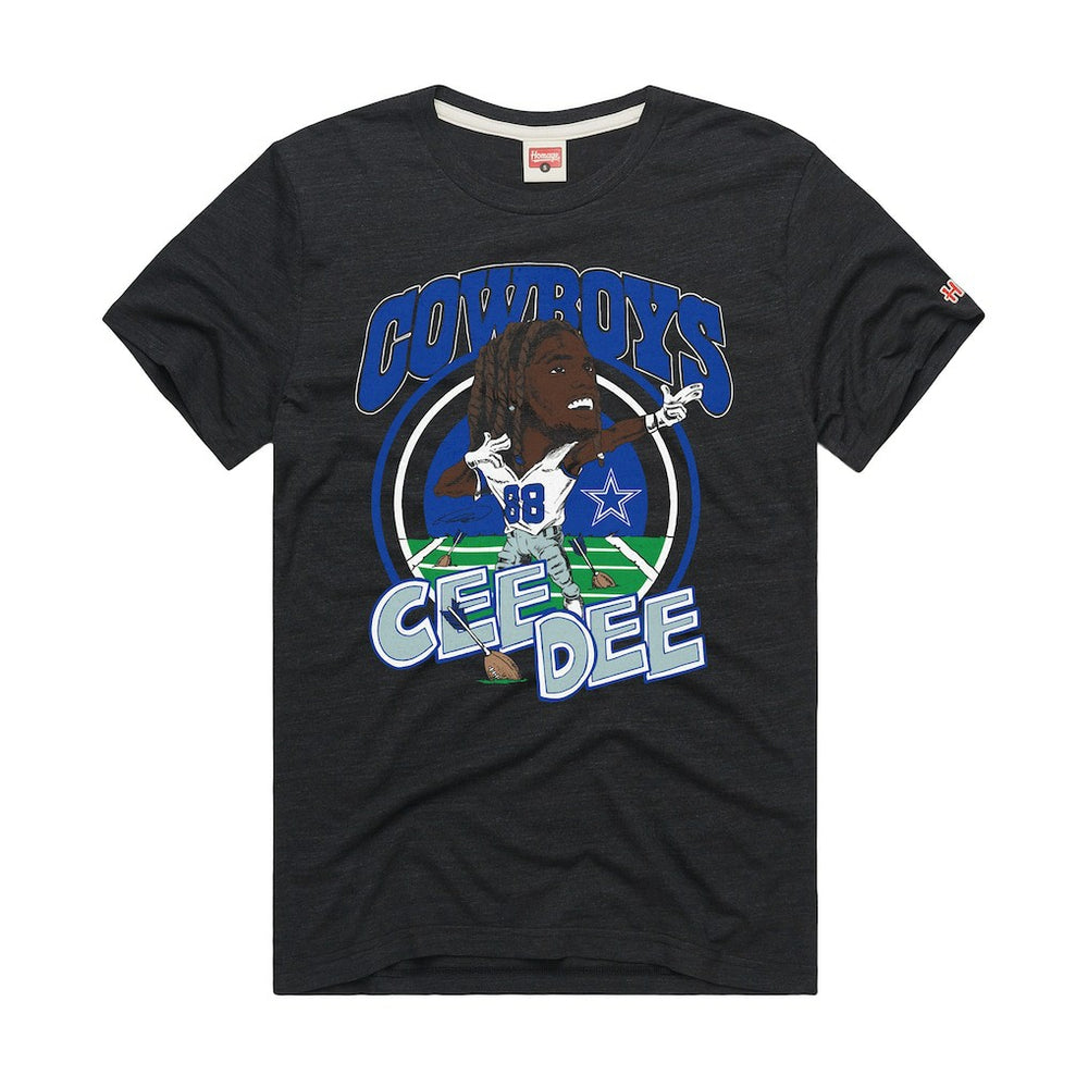 CeeDee Lamb Dallas Cowboys Homage Unisex Caricature Player Graphic Tri-Blend T-Shirt Charcoal