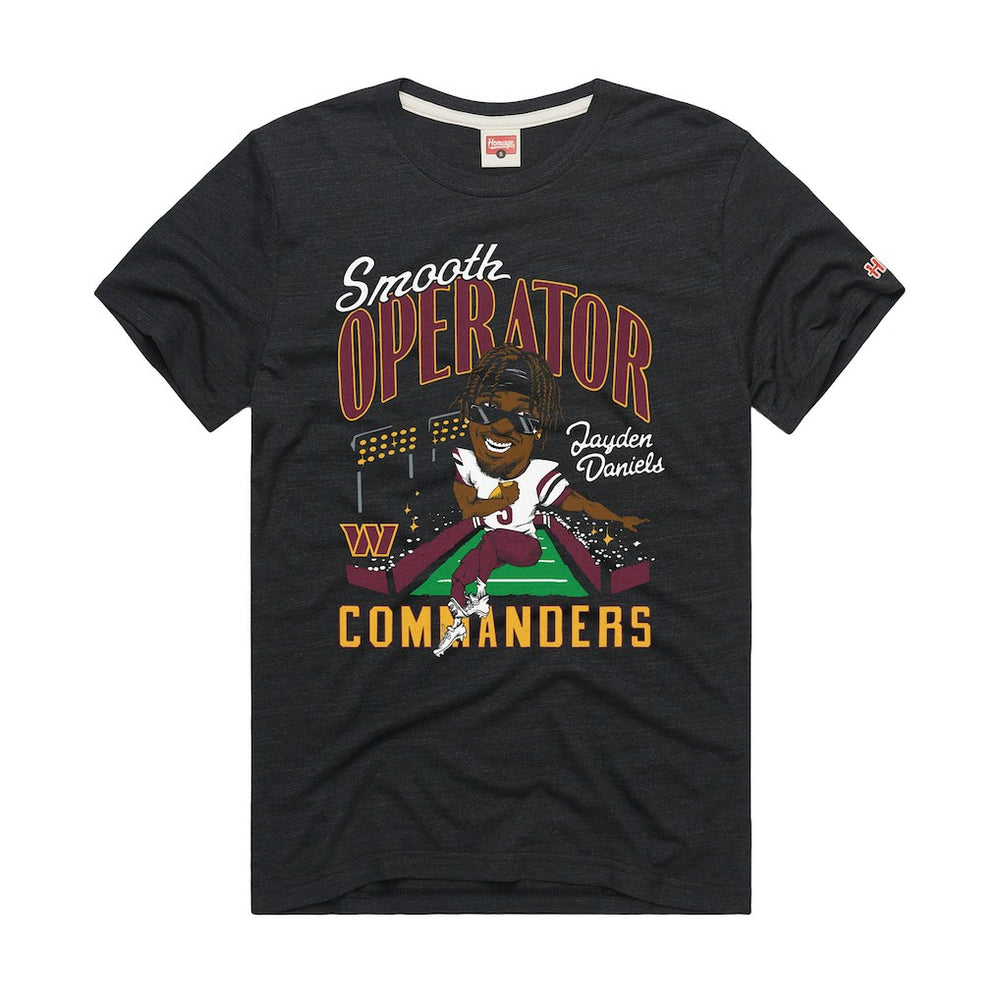 Jayden Daniels Washington Commanders Homage Unisex Caricature Player Graphic Tri-Blend T-Shirt Charcoal