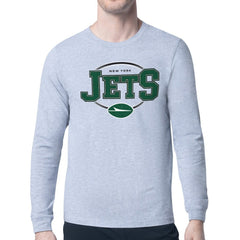 New York Jets Starter Team Track Graphic Long Sleeve T-Shirt Heather Gray