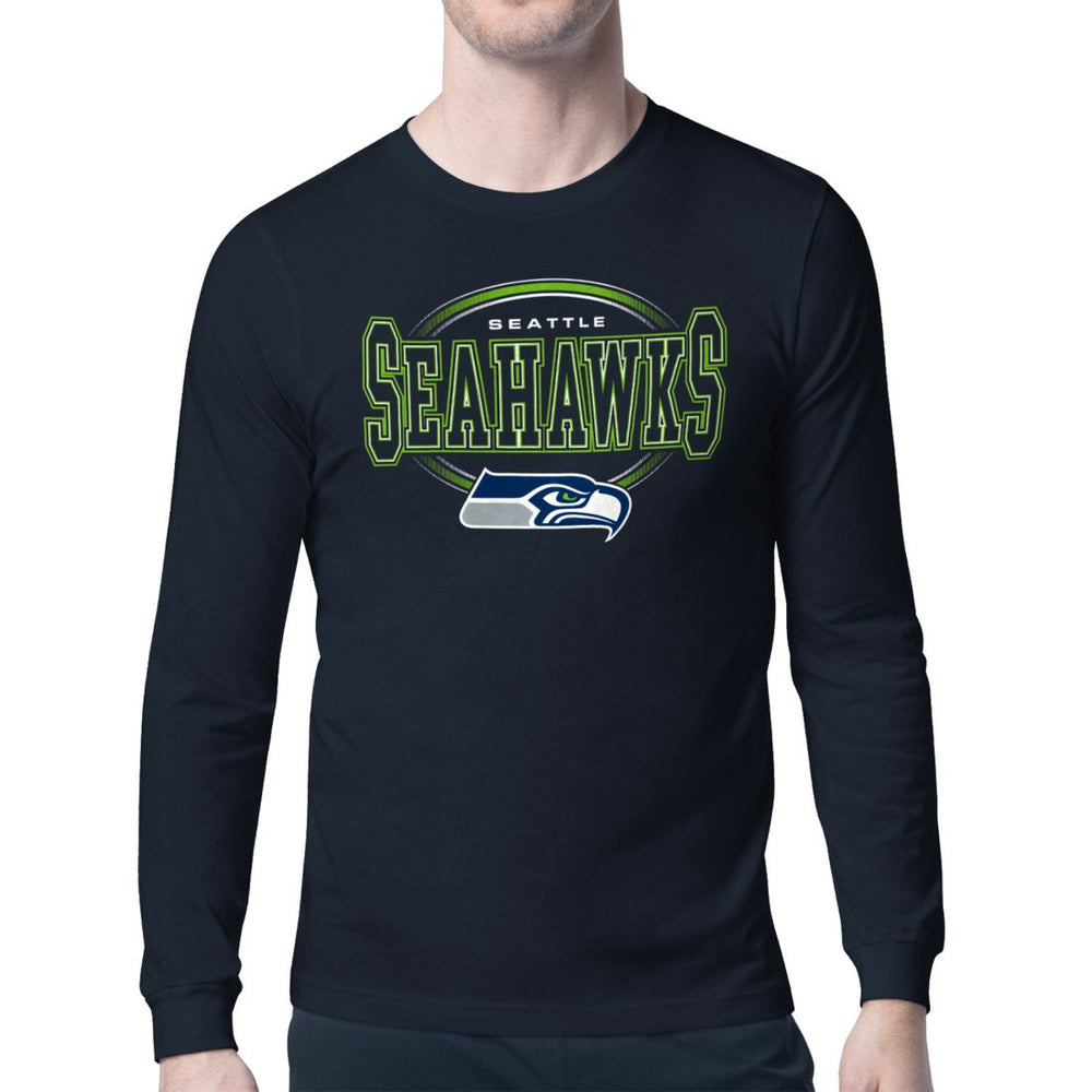 Seattle Seahawks Starter Team Track Graphic Long Sleeve T-Shirt College Navy