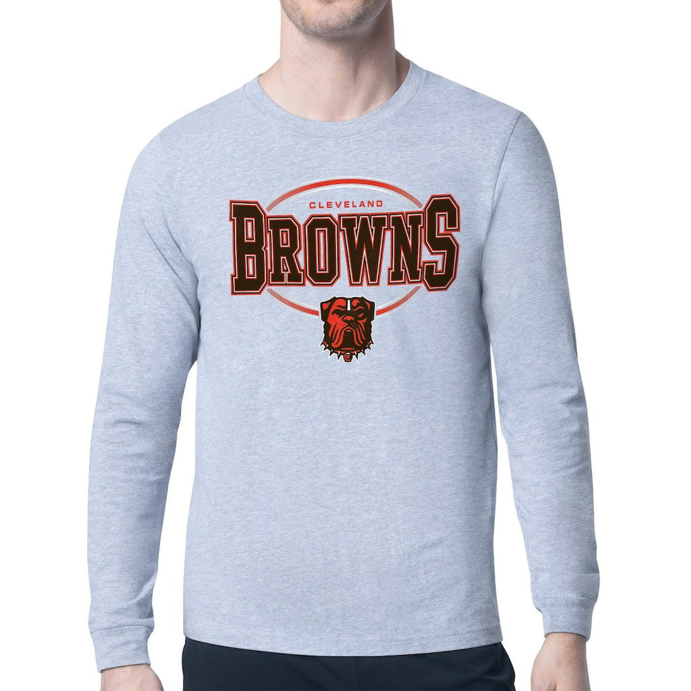 Cleveland Browns Starter Team Track Graphic Long Sleeve T-Shirt Heather Gray