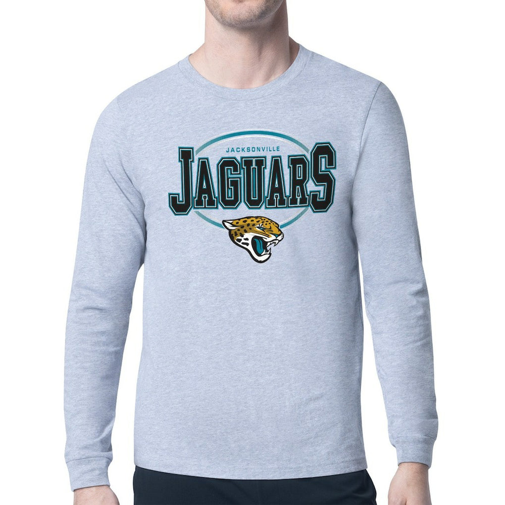 Jacksonville Jaguars Starter Team Track Graphic Long Sleeve T-Shirt Heather Gray