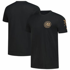 Chicago Cubs New Era Bronze Logo with Cross Bats Established T-Shirt - Black T-shirts