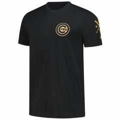 Chicago Cubs New Era Bronze Logo with Cross Bats Established T-Shirt - Black T-shirts