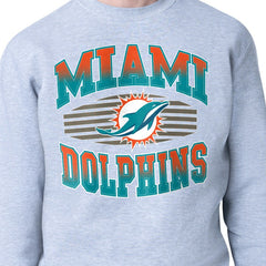 Miami Dolphins Starter Team Grit Graphic Fleece Pullover Sweatshirt Heather Gray