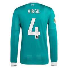 Virgil van Dijk Liverpool 2025/26 Third Long Sleeve Player Jersey Green