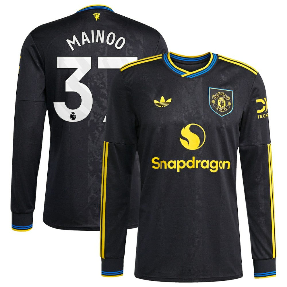 Kobbie Mainoo Manchester United 2025/26 Third Replica Long Sleeve Player Jersey Black