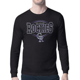 Colorado Rockies Starter Team Track Graphic Long Sleeve T-Shirt - Black T-shirts