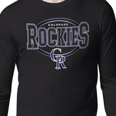 Colorado Rockies Starter Team Track Graphic Long Sleeve T-Shirt - Black T-shirts