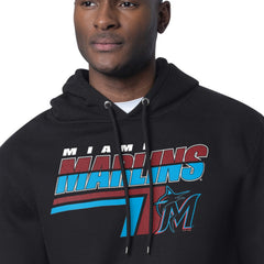 Miami Marlins Starter Logo Push Graphic Hoodie - Black Hoodies