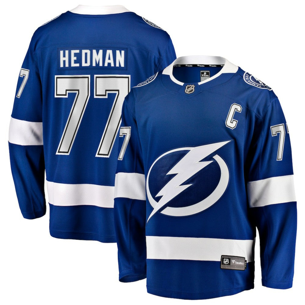 NHL Victor Hedman Tampa Bay Lightning Fanatics Home Captain Patch Breakaway Jersey - Blue