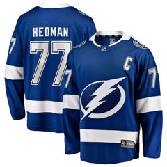 NHL Victor Hedman Tampa Bay Lightning Fanatics Home Captain Patch Breakaway Jersey - Blue