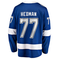 NHL Victor Hedman Tampa Bay Lightning Fanatics Home Captain Patch Breakaway Jersey - Blue