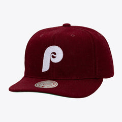 Philadelphia Phillies Vintage Fit Melton Wool Adjustable Hat - Burgundy Hats