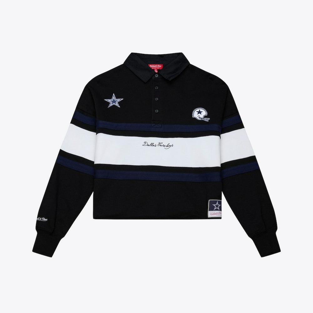 Dallas Cowboys Women's Cropped Long Sleeve Rugby Polo Black