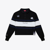 Dallas Cowboys Women's Cropped Long Sleeve Rugby Polo Black