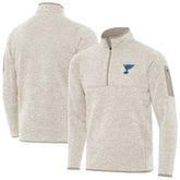 NHL St. Louis Blues Antigua Fortune Quarter-Zip Pullover Jacket - Oatmeal