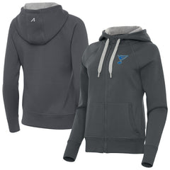 NHL St. Louis Blues Antigua Women's Victory Full-Zip Hoodie - Charcoal