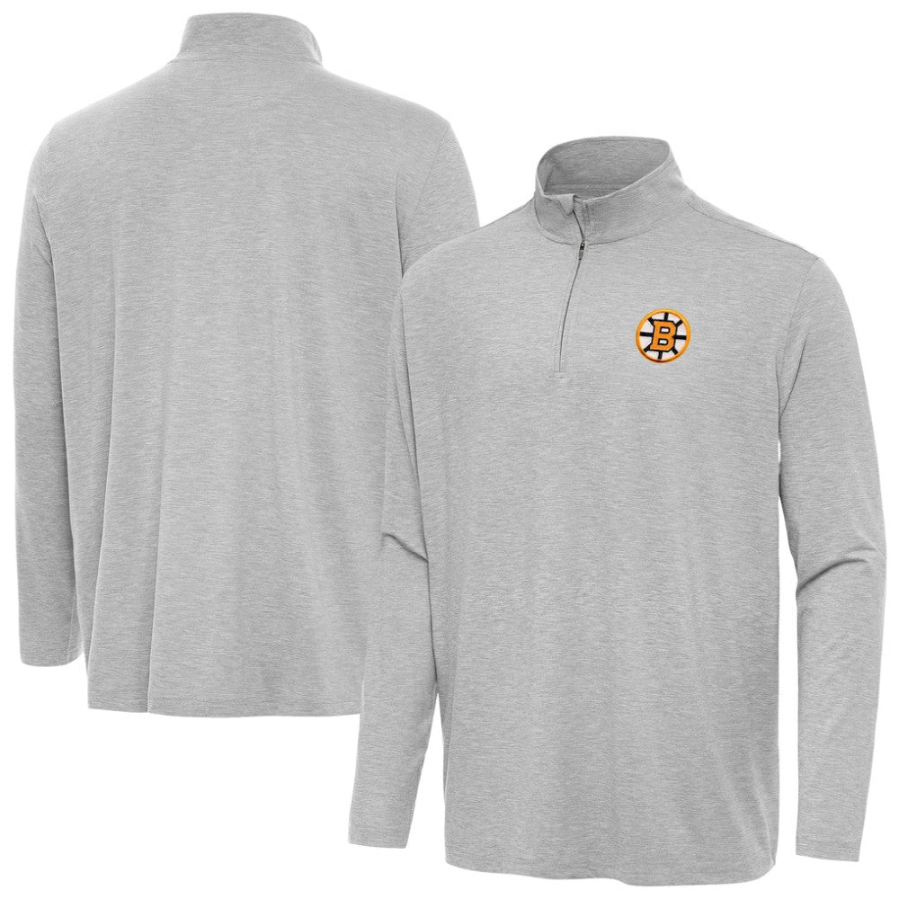 NHL Boston Bruins Antigua Hunk Lightweight Quarter-Zip Pullover - Heather Gray