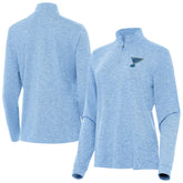 NHL St. Louis Blues Antigua Mentor Long Sleeve Quarter-Zip Mock Polo - Heather Blue