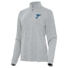 NHL St. Louis Blues Antigua Mentor Long Sleeve Quarter-Zip Mock Polo - Heather Gray