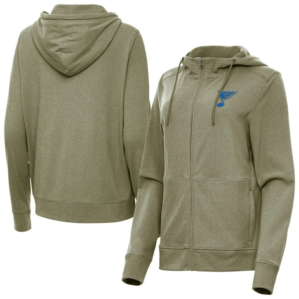 NHL St. Louis Blues Antigua Women's Seeker Full-Zip Hoodie - Olive