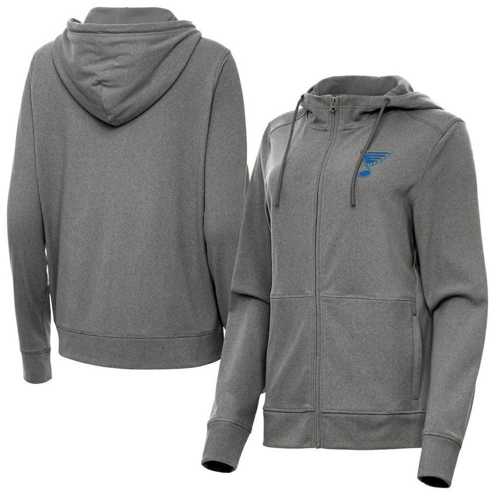 NHL St. Louis Blues Antigua Women's Seeker Full-Zip Hoodie - Heather Black