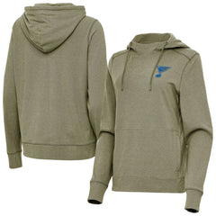 NHL St. Louis Blues Antigua Women's Justice Pullover Hoodie - Olive
