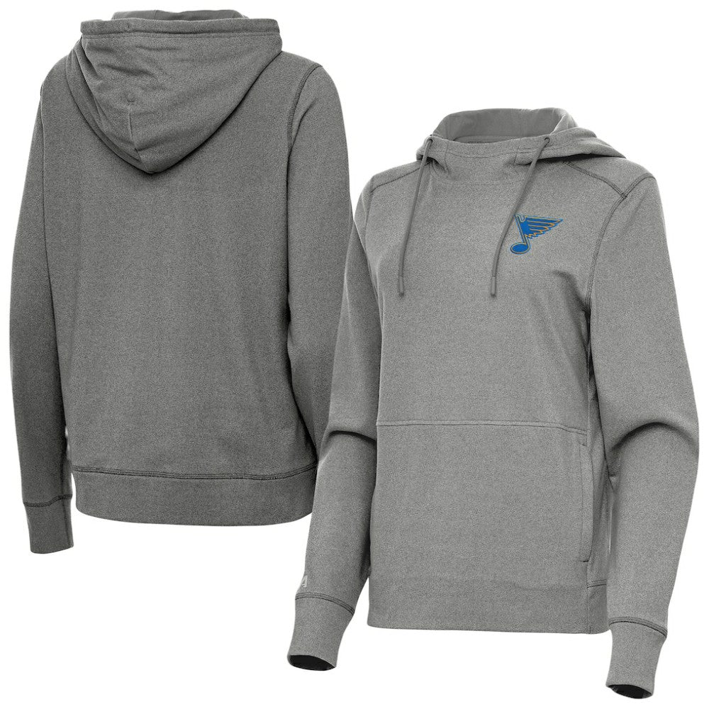 NHL St. Louis Blues Antigua Women's Justice Pullover Hoodie - Heather Black