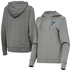 NHL St. Louis Blues Antigua Women's Justice Pullover Hoodie - Heather Black