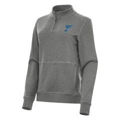 NHL St. Louis Blues Antigua Women's Crush Quarter-Zip Pullover - Heather Black