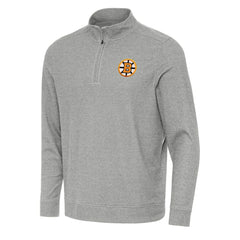 NHL Boston Bruins Antigua Subtle Quarter-Zip Sweatshirt - Heather Gray