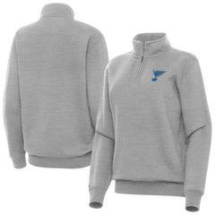 NHL St. Louis Blues Antigua Women's Victory Quarter-Zip Pullover Top - Heather Gray
