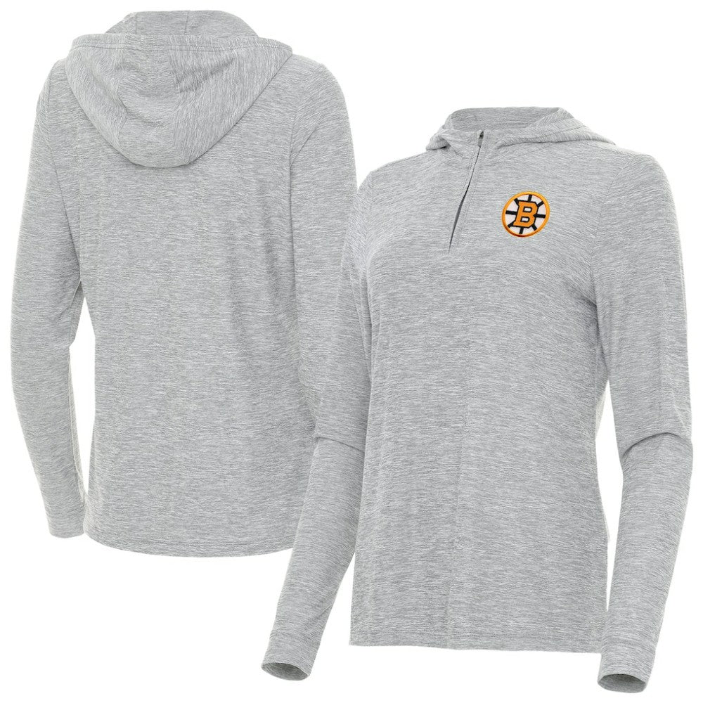 NHL Boston Bruins Antigua Women's Daybreak Quarter-Zip Hoodie - Heather Gray