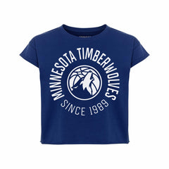 Minnesota Timberwolves Sportiqe Women's Cropped Genuine Issue Collection Alana T-Shirt Navy