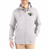 Jacksonville Jaguars Cutter & Buck Roam Epic Comfort Recycled Full-Zip Hoodie Jacket Gray