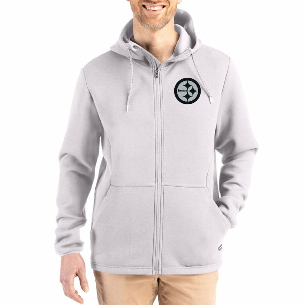 Pittsburgh Steelers Cutter & Buck Roam Epic Comfort Recycled Full-Zip Hoodie Jacket Gray