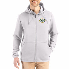 Green Bay Packers Cutter & Buck Roam Epic Comfort Recycled Full-Zip Hoodie Jacket Gray