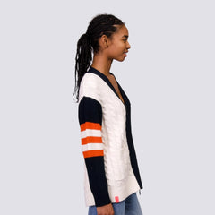 San Francisco Giants Lusso Women's Shyla Knit V-Neck Full-Zip Sweater - Black/White