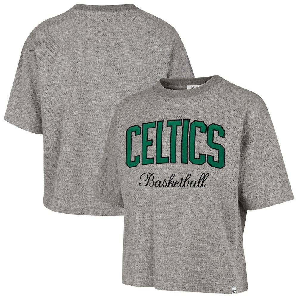 Boston Celtics '47 Women's Pivot Drop Needle Cropped T-Shirt Gray
