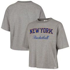 New York Knicks '47 Women's Pivot Drop Needle Cropped T-Shirt Gray