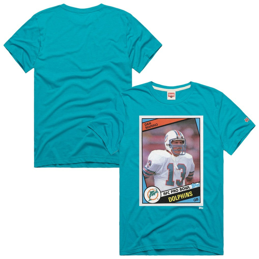 Dan Marino Miami Dolphins Homage Unisex NFL Topps Trading Card Tri-Blend T-Shirt Aqua