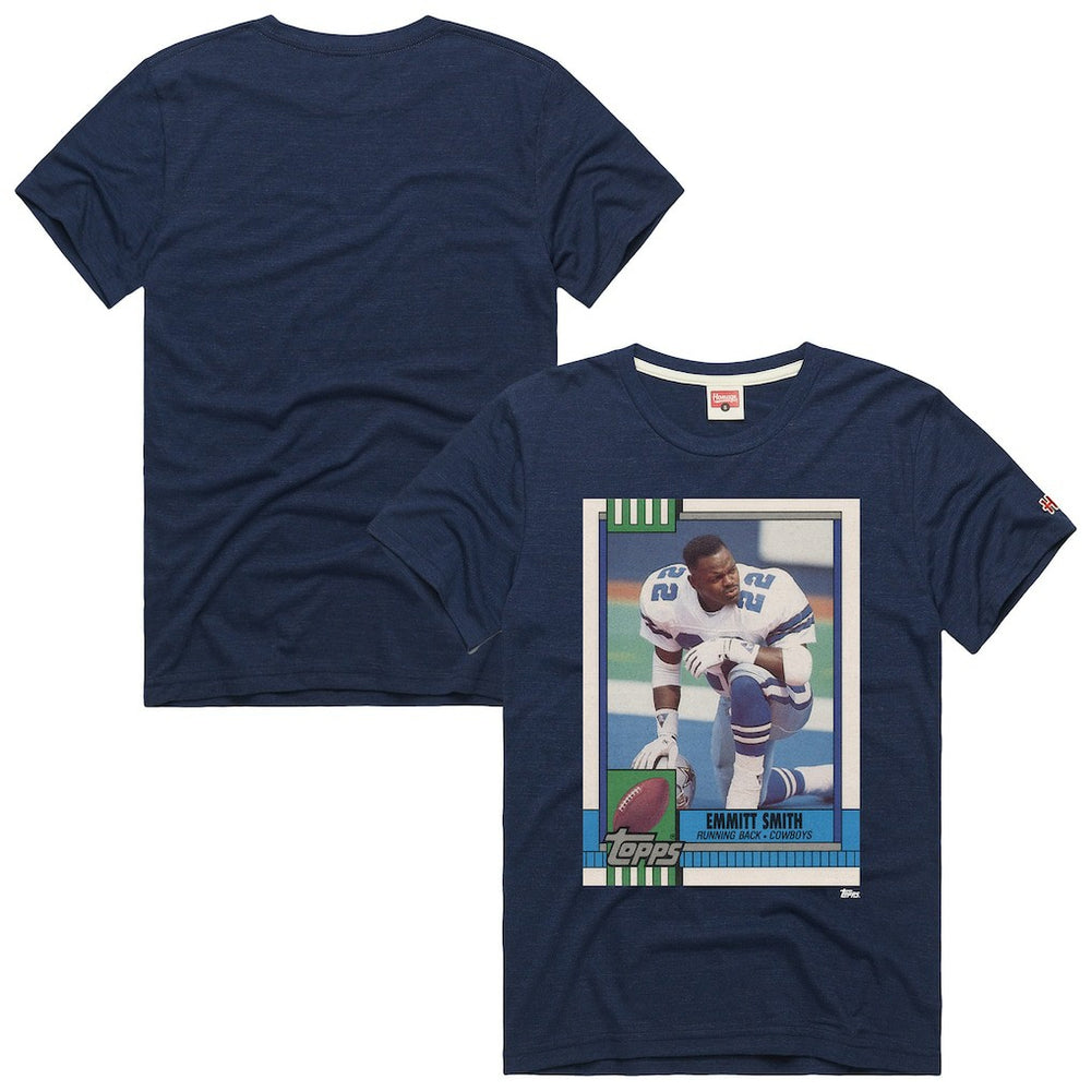 Emmitt Smith Dallas Cowboys Homage Unisex NFL Topps Trading Card Tri-Blend T-Shirt Navy