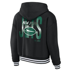 New York Jets WEAR by Erin Andrews Women's Lace-Up Fleece Hoodie Black