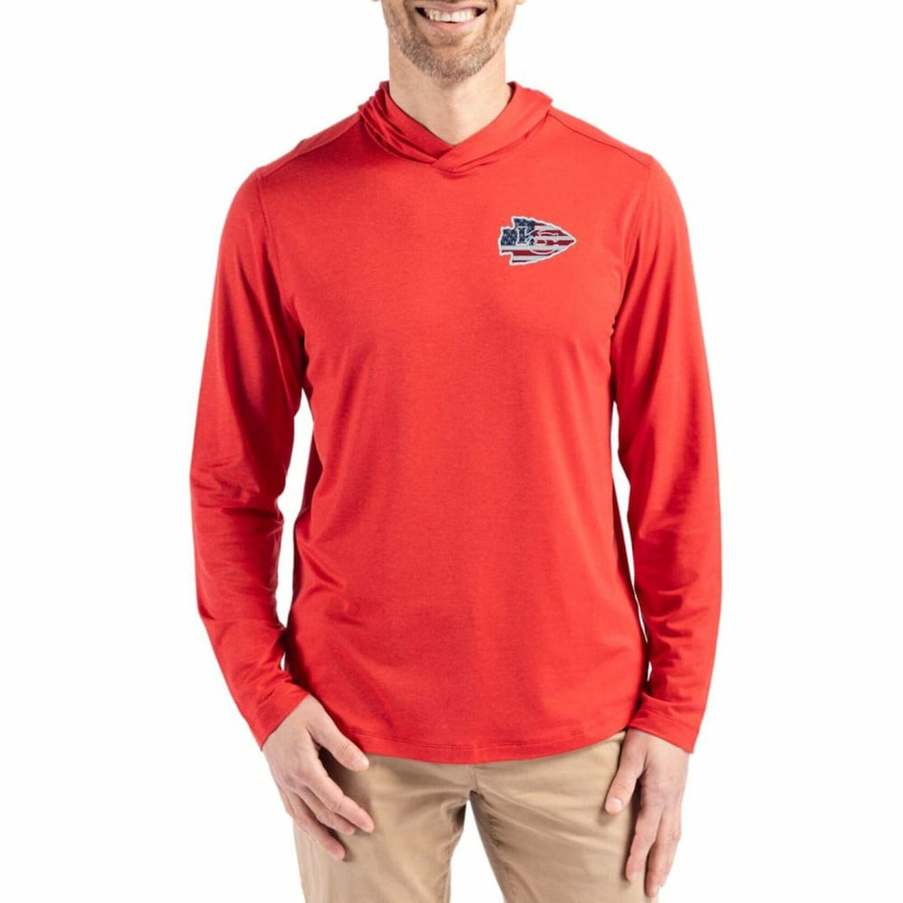 Kansas City Chiefs Cutter & Buck Americana Coastline Epic Comfort Eco Recycled Long Sleeve Hoodie T-Shirt Red