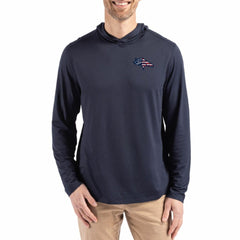 Denver Broncos Cutter & Buck Americana Coastline Epic Comfort Eco Recycled Long Sleeve Hoodie T-Shirt Navy
