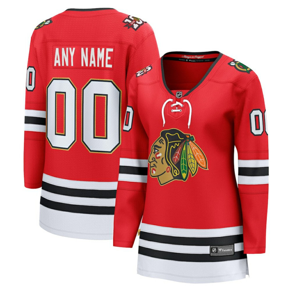 NHL,Custom Chicago Blackhawks Fanatics Women's Centennial Breakaway Custom Jersey - Red