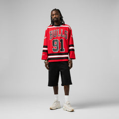 NBA Dennis Rodman Chicago Bulls Unisex Maxxed Out Fashion Hockey Jersey sale - Red