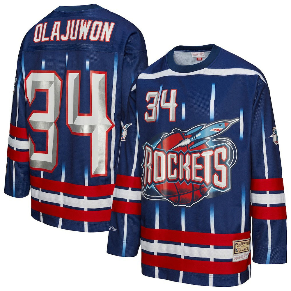 NBA Hakeem Olajuwon Houston Rockets Unisex Maxxed Out Fashion Hockey Jersey - Navy